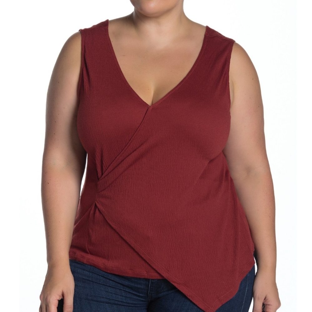 14TH & UNION Textured Knit Faux Wrap Tank